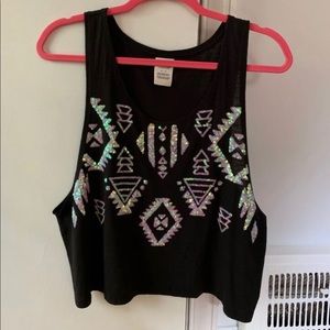 VS PINK Black Sequin Tank Top